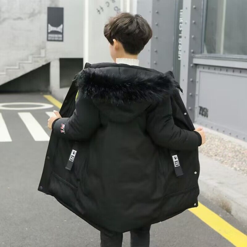 5 6 8 10 12 13 godina Zimski kaput za dječake tinejdžerske dobi Deblja topla dječja jakna Modna duga dječja gornja odjeća s patentnim zatvaračem i kapuljačom