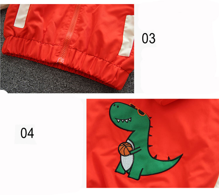 1 2 3 4 5 6 χρονών Βρεφικά παλτό για αγόρια Άνοιξη Φθινοπωρινό καρτούν Δεινόσαυρος Όμορφο μπουφάν με κουκούλα για αγόρι Παιδικά Εξωτερικά ρούχα