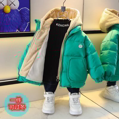 Βαμβακερό μπουφάν Winter Boys Fake 2 τμχ Baby Fashion Casual Μαύρο παλτό Πολυλειτουργικό φερμουάρ τσέπης Παχύ Ρούχα ψωμιού XMP603