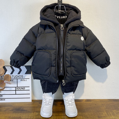 Βαμβακερό μπουφάν Winter Boys Fake 2 τμχ Baby Fashion Casual Μαύρο παλτό Πολυλειτουργικό φερμουάρ τσέπης Παχύ Ρούχα ψωμιού XMP603
