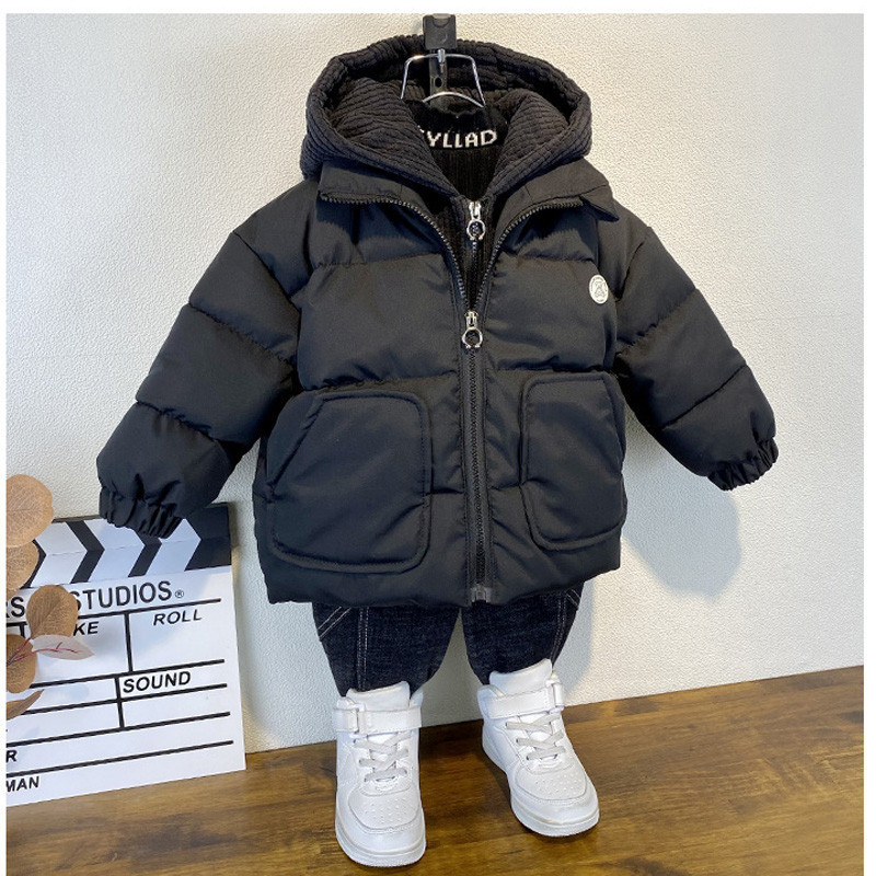 Zimska pamučna jakna za dječake Lažna 2kom Dječja modna ležerna crna jakna Višenamjenski džepni patentni zatvarač Deblja odjeća za kruh XMP603