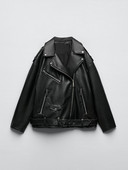 Ailegogo Women Loose Motorcycle Biker Μαύρο Pu Faux Δερμάτινο Μπουφάν με Ζώνη Ανοιξιάτικο Φθινοπωρινό Γυναικείο παλτό με φερμουάρ