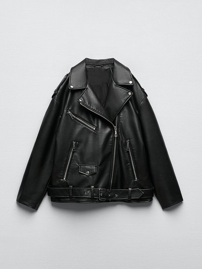 Ailegogo Women Loose Motorcycle Biker Μαύρο Pu Faux Δερμάτινο Μπουφάν με Ζώνη Ανοιξιάτικο Φθινοπωρινό Γυναικείο παλτό με φερμουάρ