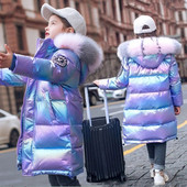 Keep Warm Χειμερινό μπουφάν για κορίτσια Παλτό Μόδα αδιάβροχη γυαλιστερή κουκούλα Παιδικά εξωτερικά ρούχα 5-14 ετών Teenage Kids Parka