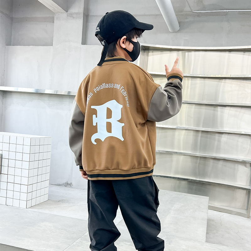 Μπουφάν για μπέιζμπολ για αγόρια Άνοιξη Φθινόπωρο 2023 Παιδικά Νέο Παλτό Μόδα Ρούχα Ολόσωμη λαιμόκοψη Ολόσωμη μανίκια Ένδυση με τυπωμένο γράμμα μαζεμένα εξωτερικά ρούχα