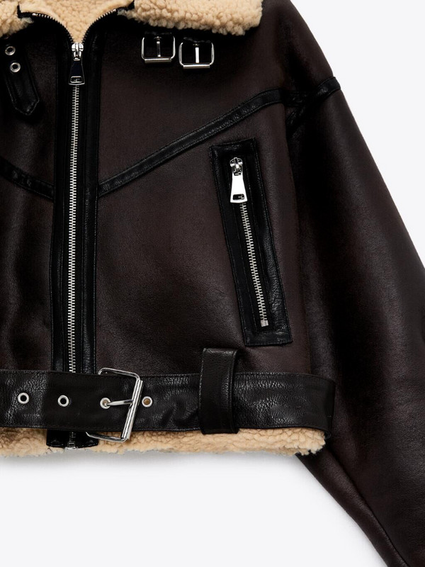 LY VAREY LIN Nova zimska kožna kratka jakna od umjetnog janjećeg krzna Ženska visoka ulična pu kaput s patentnim zatvaračem i remenom Debela topla vanjska odjeća