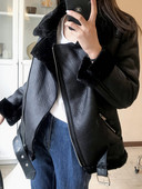 Ailegogo Novi jesenski zimski kaputi Ženski jakni od ovčjeg krzna od debele umjetne kože Ženska krznena kožna jakna Aviator Casaco Feminino