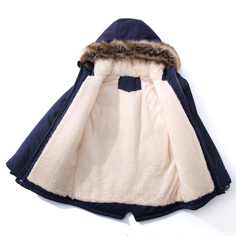 Μπουφάν για αγόρια 2-14 χρονών Αντισταθείτε στο έντονο κρύο Βαρύ χοντρό συν βελούδο υψηλής ποιότητας μακριά κουκούλα παλτό για παιδιά Ανεμοδαρείο