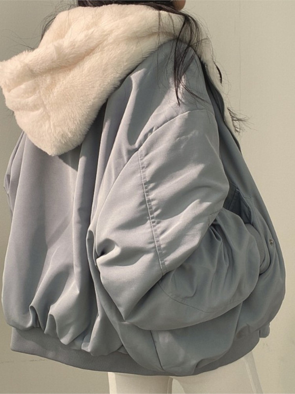 Zima 2022. Novi kratki kaput od kašmira s kapuljačom s obje strane, pamučni kaput od janjeće vune Pamuk, ženska odjeća Chaquetas Y2k Trf