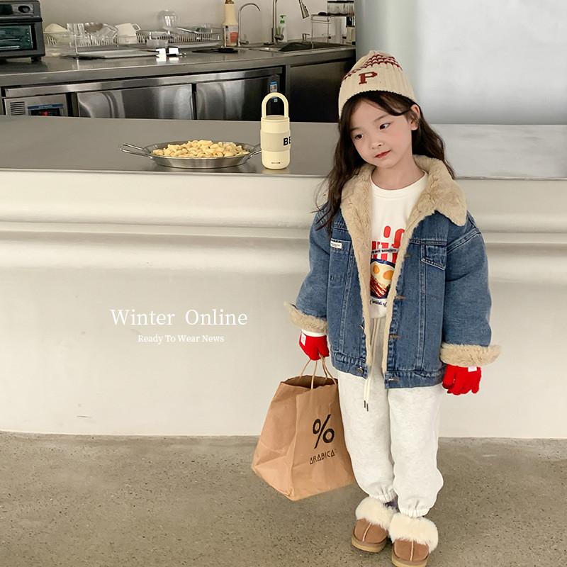 Novi dolazni kaput s trapericama za djevojčice Zimski modni kaput s vunenim ovratnikom za djevojčice Pamučna jakna s trapericama Pletena dječja odjeća za djevojčice