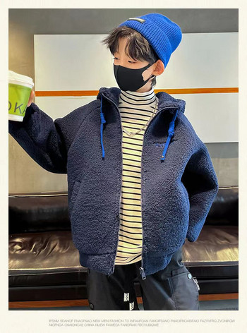 Модно детско облекло яке с цип за момчета плюс дебели топли палта зимни бебешки детски детски връхни дрехи от 5-12 години