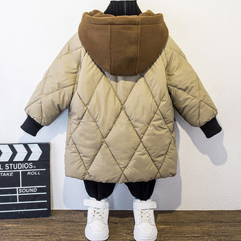 Нови зимни памучни якета с качулка за 2023 г. Връхни дрехи с цип за деца Детска парка Топли палта за снежен костюм Ежедневни дрехи 3-14 години
