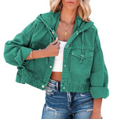 Modna traper jakna s kapuljačom proljeće jesen 2023. Ženske kratke vintage jean kaputi Ležerna majica dugih rukava Ženska ulična gornja odjeća