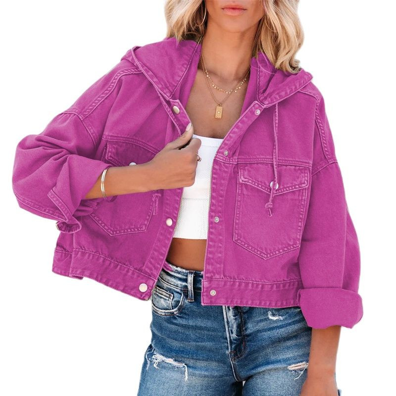 Modna traper jakna s kapuljačom proljeće jesen 2023. Ženske kratke vintage jean kaputi Ležerna majica dugih rukava Ženska ulična gornja odjeća