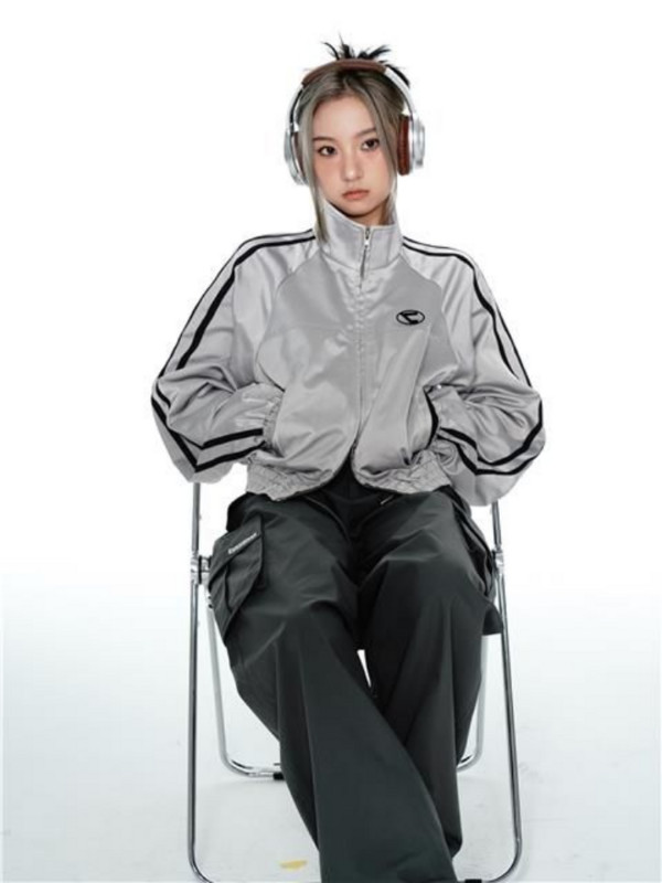 Korejske žene Acubi Streetwear Vintage Cyber Y2K jakne Aesthetic Teachwear Zipper Oversizer Kaputi Harajuku Zip Up Gornje odjeće