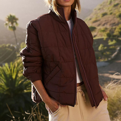 Őszi téli divat Új cipzáras kardigán párnázott dzseki, laza, álló gallér, egyszínű alkalmi kabátok nőknek utcai ruházat, kabát