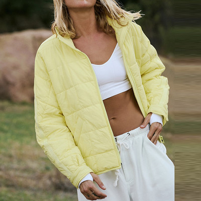 Őszi téli divat Új cipzáras kardigán párnázott dzseki, laza, álló gallér, egyszínű alkalmi kabátok nőknek utcai ruházat, kabát