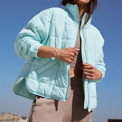 Őszi téli divat Új cipzáras kardigán párnázott dzseki, laza, álló gallér, egyszínű alkalmi kabátok nőknek utcai ruházat, kabát