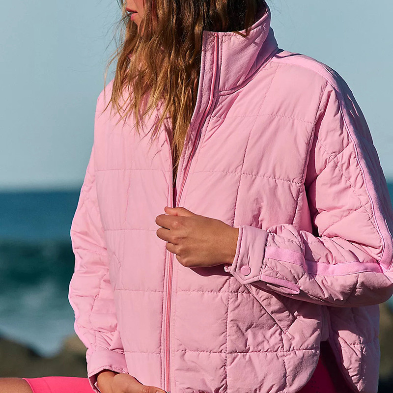 Őszi téli divat Új cipzáras kardigán párnázott dzseki, laza, álló gallér, egyszínű alkalmi kabátok nőknek utcai ruházat, kabát