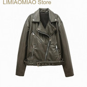 Jauna sieviešu brīva liela versija retro do vecas mazgātas ādas imitācijas lokomotīves modeļa PU jaka