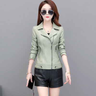 4XL ādas jaka sieviešu mēteļi, jauni 2023. gada sieviešu ādas apģērbi, īss, plāns motocikla ādas mētelis sievietēm, melns