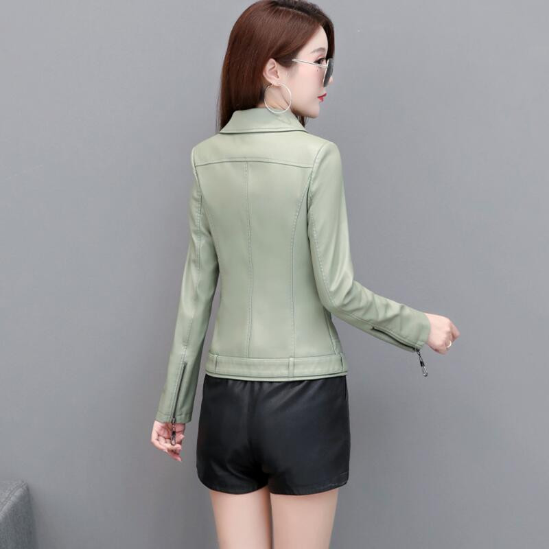 4XL ādas jaka sieviešu mēteļi, jauni 2023. gada sieviešu ādas apģērbi, īss, plāns motocikla ādas mētelis sievietēm, melns