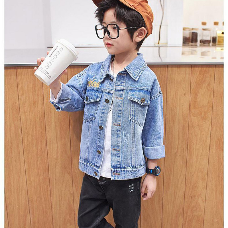 Modes bērnu zēnu džinsu mētelis 2022. gada pavasara rudens mazuļu zēnu apģērbs, 2 krāsu džinsu jaka, bērnu apģērbs 4 5 6 7 8 9 10 11 12 g.