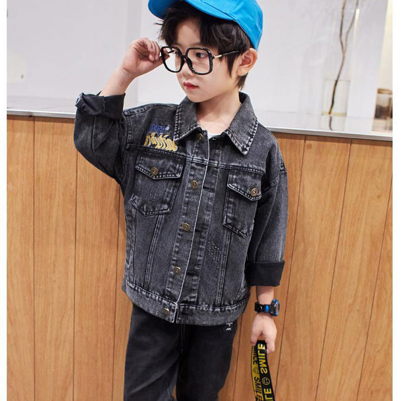 Modes bērnu zēnu džinsu mētelis 2022. gada pavasara rudens mazuļu zēnu apģērbs, 2 krāsu džinsu jaka, bērnu apģērbs 4 5 6 7 8 9 10 11 12 g.