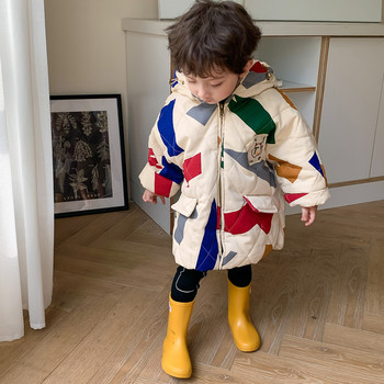Корейско детско палто Зимно ново оригинално дизайнерско яке с памучна подплата за момче, модно връхно облекло за момичета XMP419