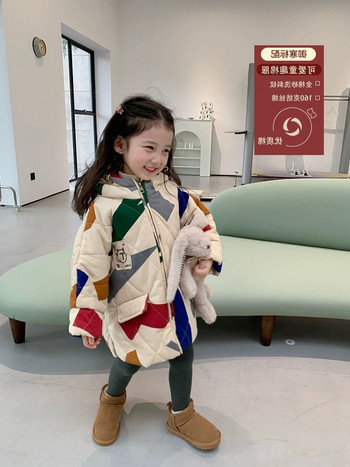 Корейско детско палто Зимно ново оригинално дизайнерско яке с памучна подплата за момче, модно връхно облекло за момичета XMP419
