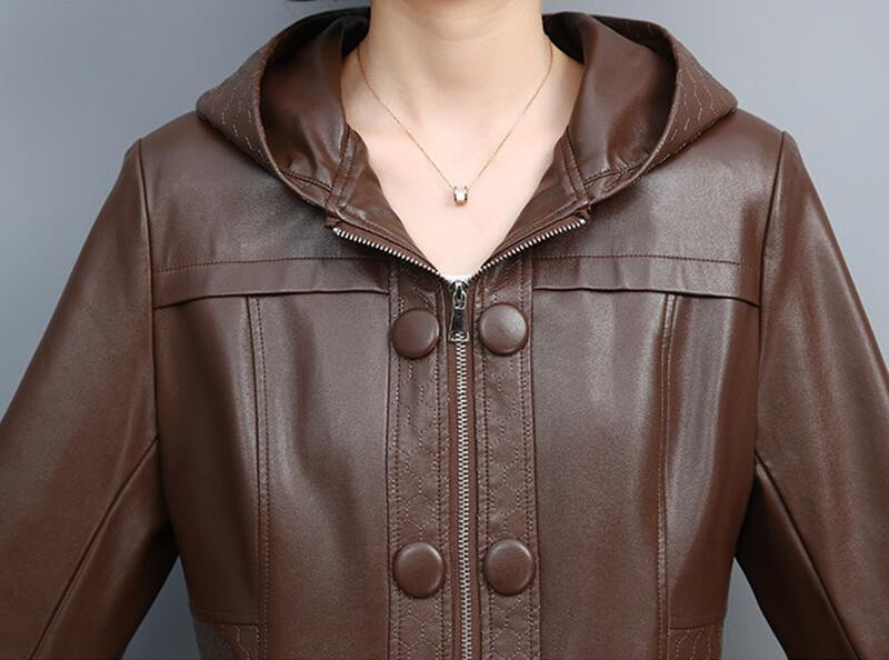 4XL bőrkabát, női, 2023. ősz, új PU bőrkabát, női, hosszú, vékony tavaszi motoros női ruházat, fekete divat