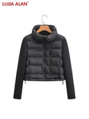 Rudens jauns sieviešu mētelis ar garām piedurknēm, polsterēts īss mētelis, brīvs jaka ar rāvējslēdzēju. LUJIA ALAN C1725