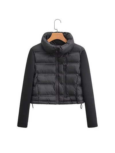 Rudens jauns sieviešu mētelis ar garām piedurknēm, polsterēts īss mētelis, brīvs jaka ar rāvējslēdzēju. LUJIA ALAN C1725