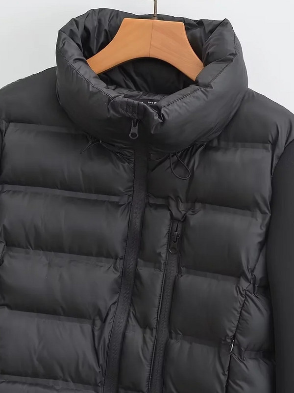 Rudens jauns sieviešu mētelis ar garām piedurknēm, polsterēts īss mētelis, brīvs jaka ar rāvējslēdzēju. LUJIA ALAN C1725