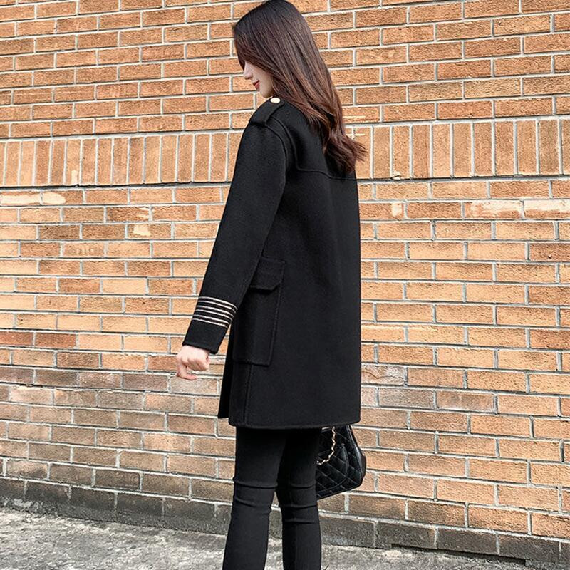 Vilnas jaka Pavasaris Sieviešu Apģērbs Jauns 2023 Sieviešu Vilnas Mētelis Garš Slim Rudens Mežonīgi Biezas Siltas Jakas Sieviešu Mēteļi Melni