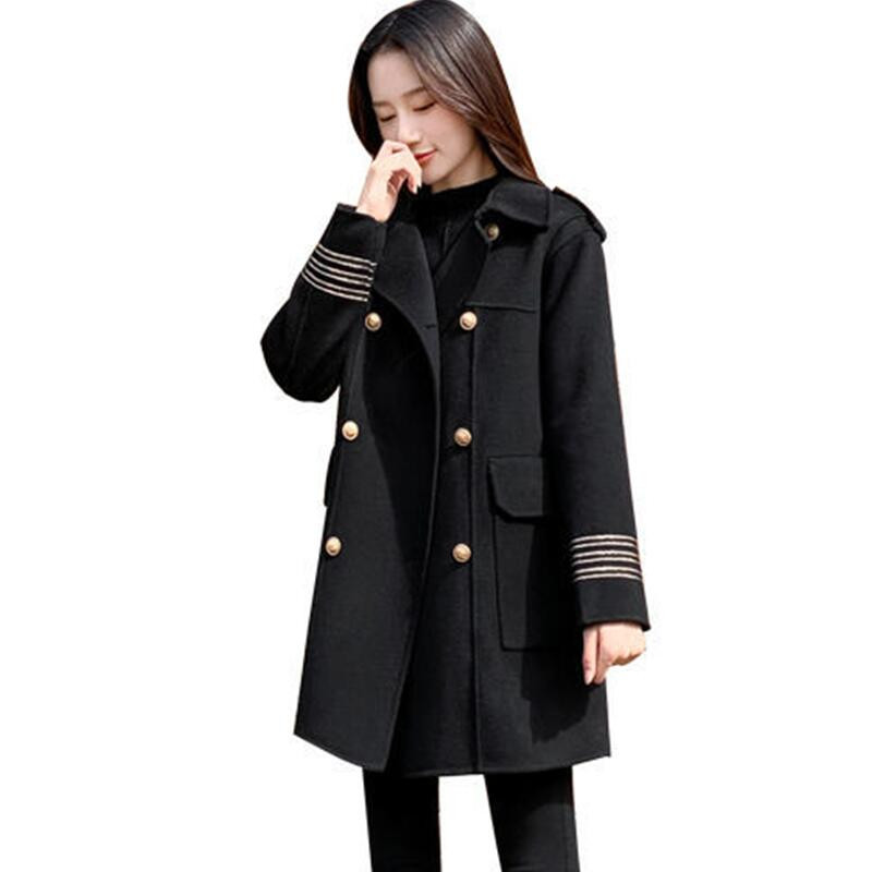 Vilnas jaka Pavasaris Sieviešu Apģērbs Jauns 2023 Sieviešu Vilnas Mētelis Garš Slim Rudens Mežonīgi Biezas Siltas Jakas Sieviešu Mēteļi Melni