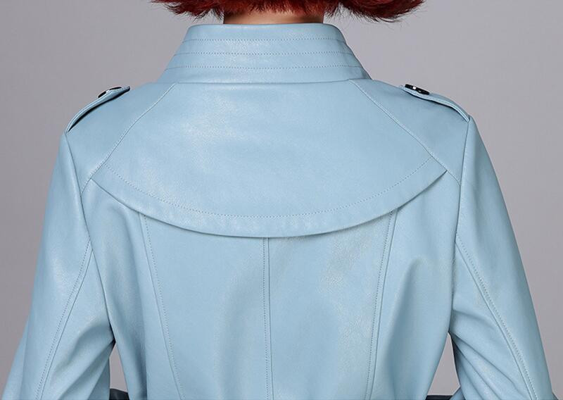 Jauns sieviešu ādas mētelis 2023. gada pavasara modes dāmu ādas jaka, gara, plāna rudens jaka sieviešu mēteļi PU