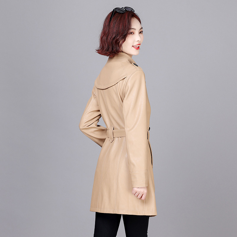 Jauns sieviešu ādas mētelis 2023. gada pavasara modes dāmu ādas jaka, gara, plāna rudens jaka sieviešu mēteļi PU