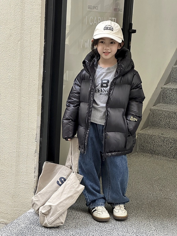 Bērniem Dūnu jakas Ziemas silts Melns Zelts Kokvilnas Mētelis Korejas stila 4-12 gadus veci zēni Meiteņu rāvējslēdzējs Virsdrēbes XMP471