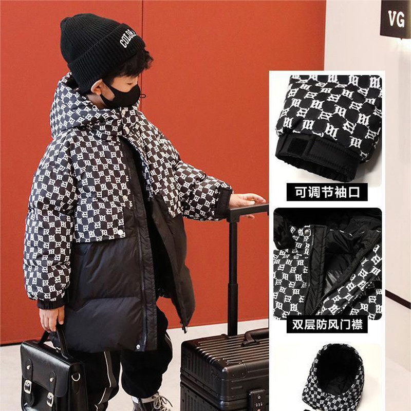 Pusaudžu zēniem rūtains kokvilnas jaka modes jauni mēteļi ar kapuci ziemas bērniem biezi silti apģērbi ūdensizturīgi topi XMP505