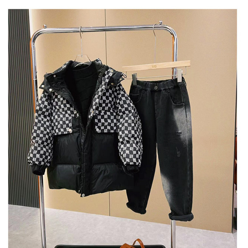 Pusaudžu zēniem rūtains kokvilnas jaka modes jauni mēteļi ar kapuci ziemas bērniem biezi silti apģērbi ūdensizturīgi topi XMP505