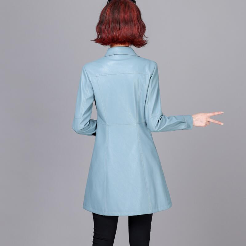 3XL Sieviešu Ādas Mētelis Jauns 2023. gada pavasara motocikla ādas jaka sieviešu apģērbi gari plāni rudens mēteļi sieviešu jakas PU melna