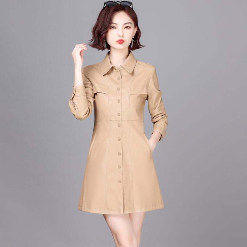 3XL Sieviešu Ādas Mētelis Jauns 2023. gada pavasara motocikla ādas jaka sieviešu apģērbi gari plāni rudens mēteļi sieviešu jakas PU melna