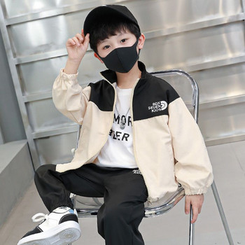Красиви бейзболни палта за момчета Външни якета с цип Пачуърк Отпечатани букви Свободни каузални Модни 2023 Пролет Есен Корейски