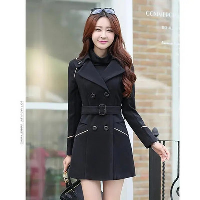 2023. gada jauns korejiešu ziemas sieviešu vilnas mētelis, garš, silts sieviešu vilnas mētelis sieviešu rudens modes divrindu jaka virsdrēbes