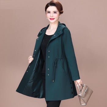 Μεσήλικας Mother Trench Coat XL-5XL Γυναικείο ανεμοθραύστη 2023 Νέο υψηλής ποιότητας γυναικείο μπουφάν, άνοιξη, φθινοπωρινό ταμπεραμέντο Slim