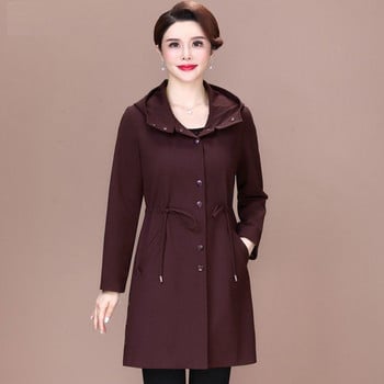 Μεσήλικας Mother Trench Coat XL-5XL Γυναικείο ανεμοθραύστη 2023 Νέο υψηλής ποιότητας γυναικείο μπουφάν, άνοιξη, φθινοπωρινό ταμπεραμέντο Slim