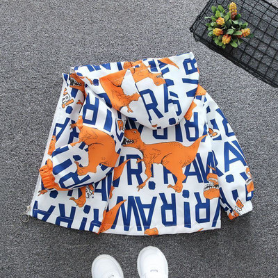 2–12 gadus vecu zēnu jaka 2023. gada jaunais pavasaris, rudens karikatūra Dinozaurs Zaļš rāvējslēdzējs Jaka bērnu apģērba jaka