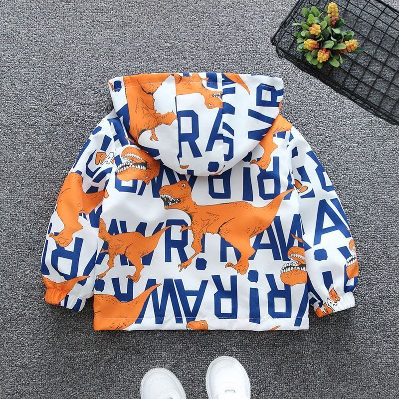2–12 gadus vecu zēnu jaka 2023. gada jaunais pavasaris, rudens karikatūra Dinozaurs Zaļš rāvējslēdzējs Jaka bērnu apģērba jaka