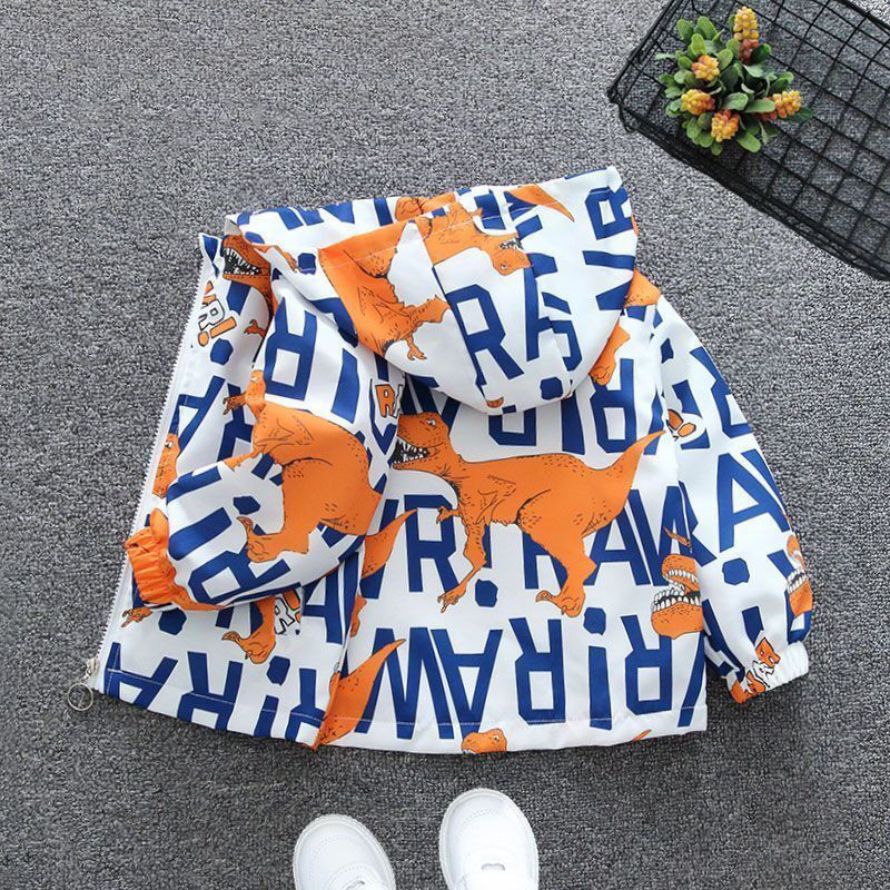 2–12 gadus vecu zēnu jaka 2023. gada jaunais pavasaris, rudens karikatūra Dinozaurs Zaļš rāvējslēdzējs Jaka bērnu apģērba jaka